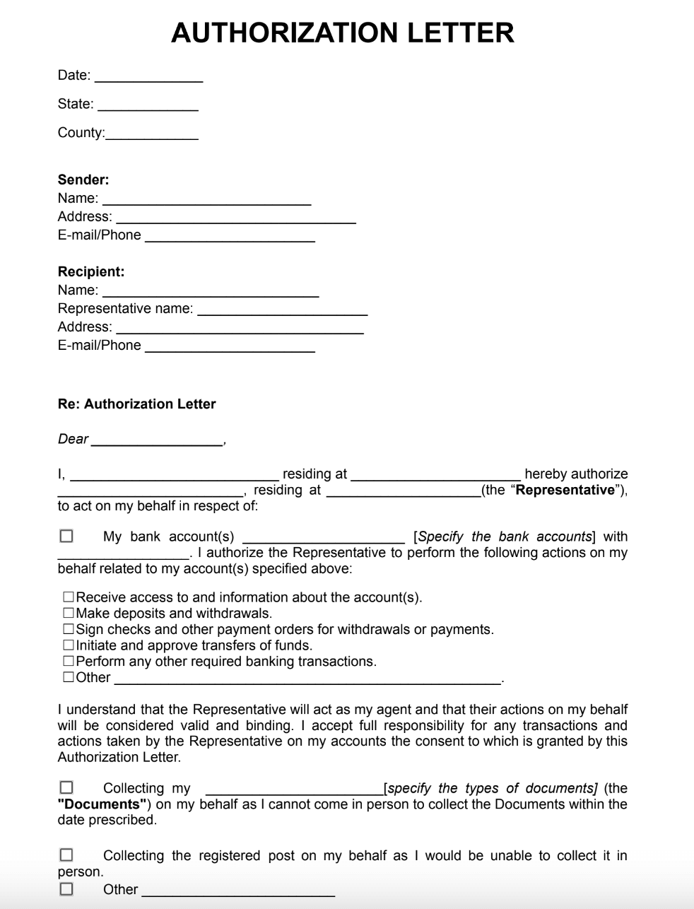 Authorization Letter Example