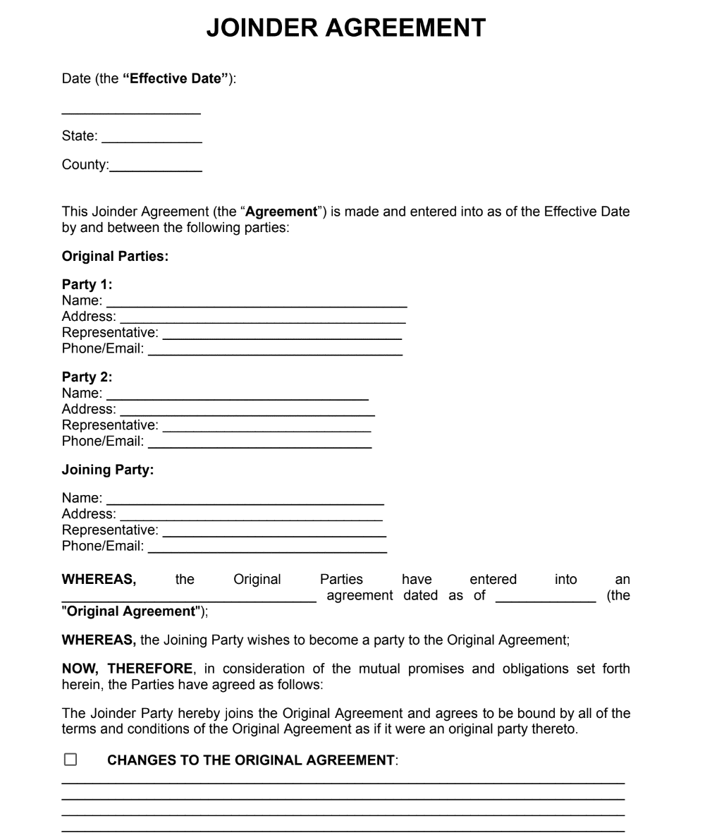 Joinder Agreement Example