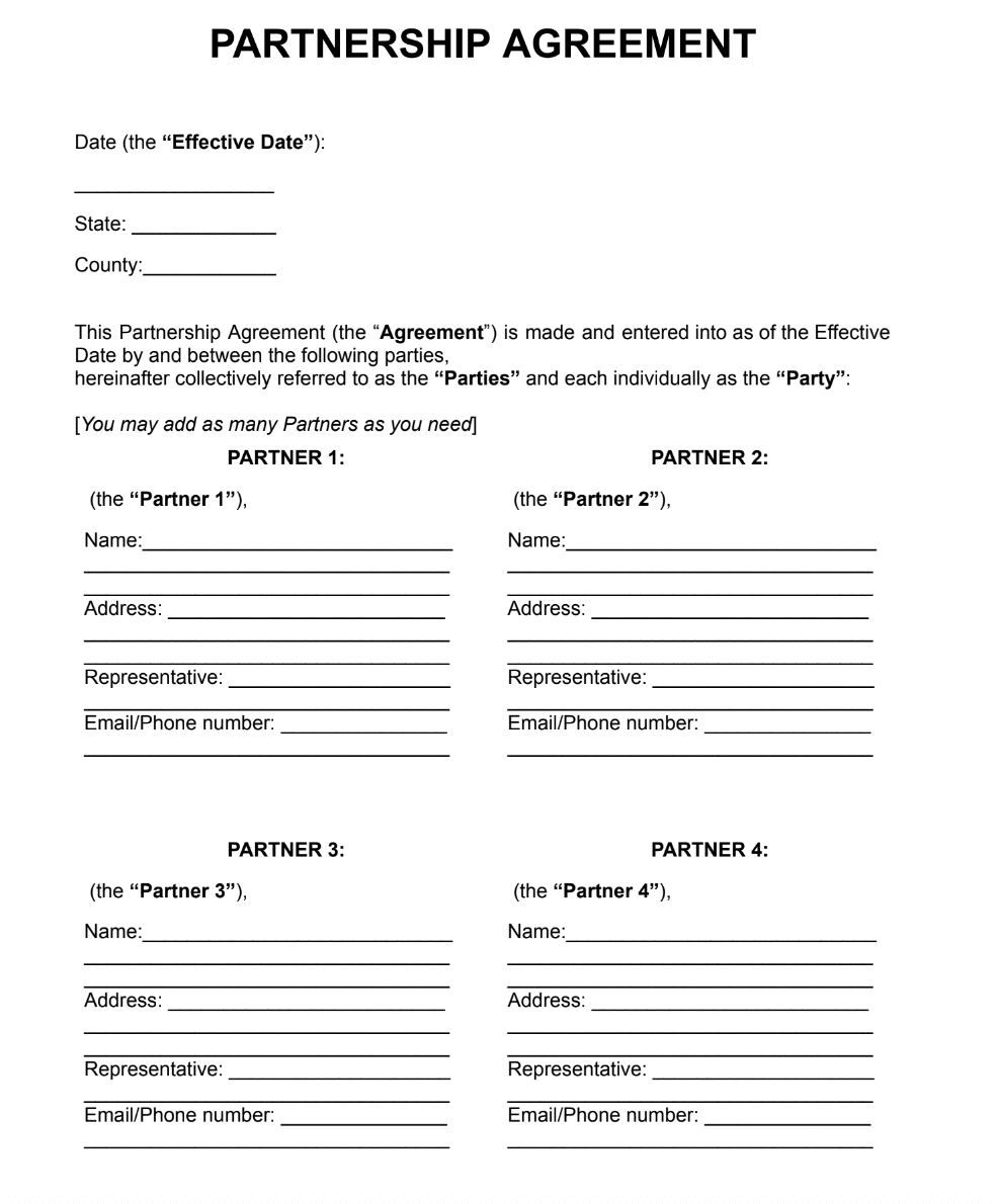 Partnership Agreement Example