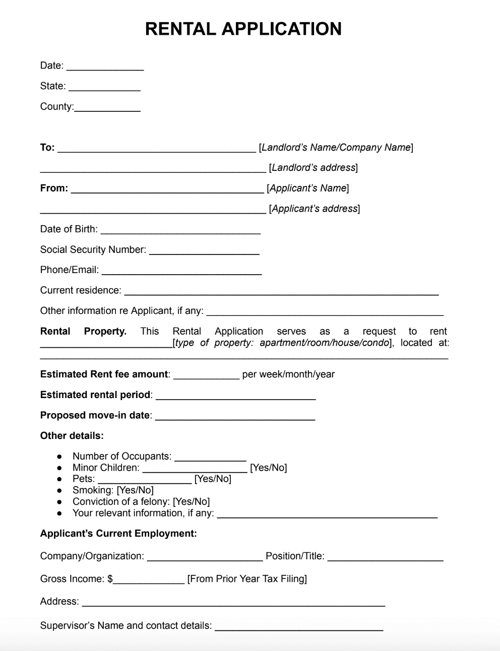 Rental Application Example