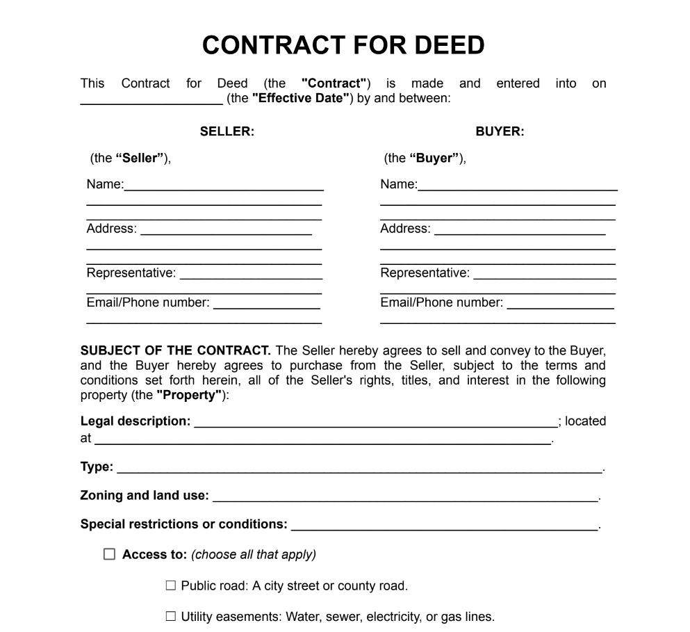 Contract for Deed Example